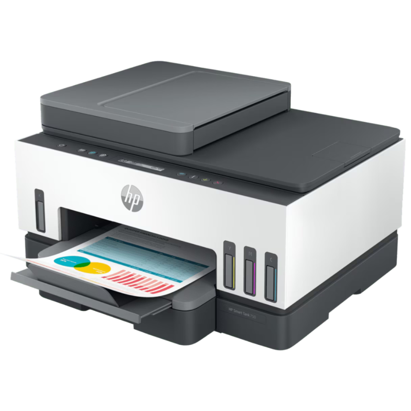 HP Inkjet Printer - HP Smart Tank 750 Wi Fi All-in-One Printer Duplexer with ADF and Smart Guided Button