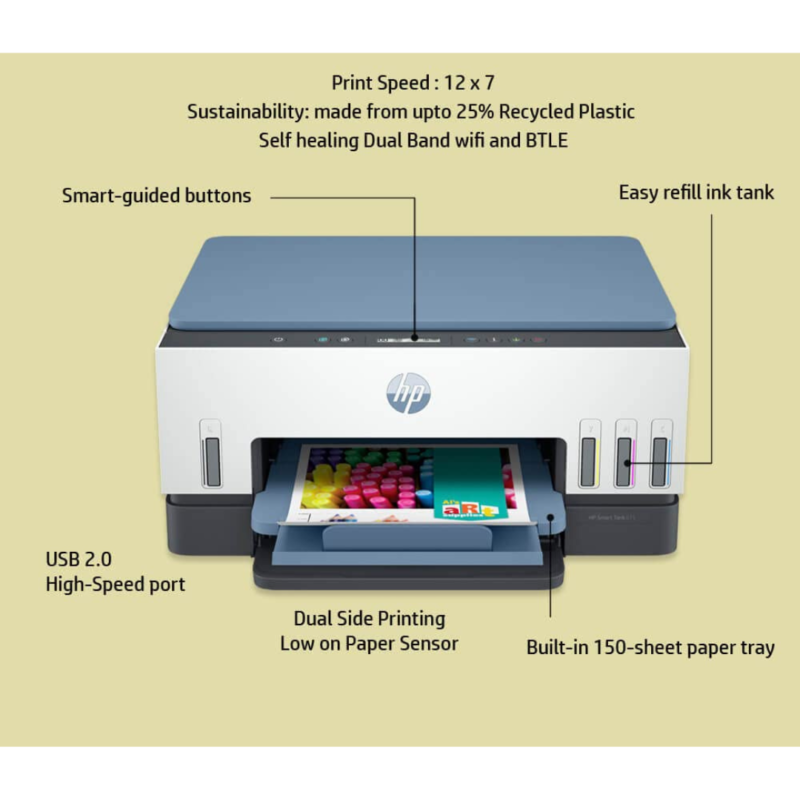 HP Inkjet Printer - HP Smart Tank 675 Wi Fi All-in-One Printer Duplexer - Image 5
