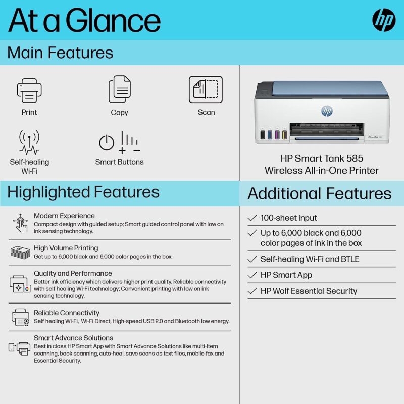 HP Inkjet Printer - HP Smart Tank 585 All-in-One Printer - Image 2