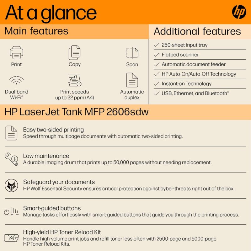 HP Laserjet  Printer - HP LaserJet Tank MFP 2606sdw Printer - Image 2